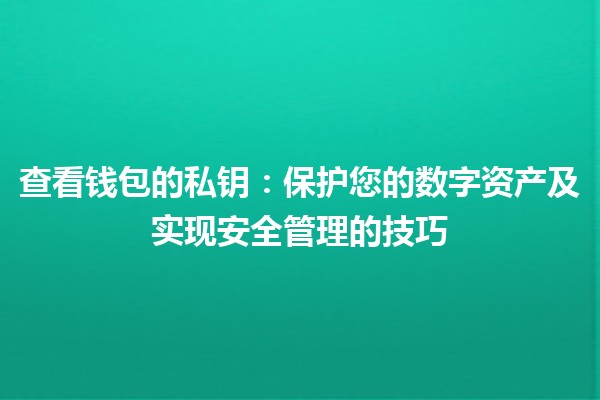 查看钱包的私钥🔑：保护您的数字资产及实现安全管理的技巧