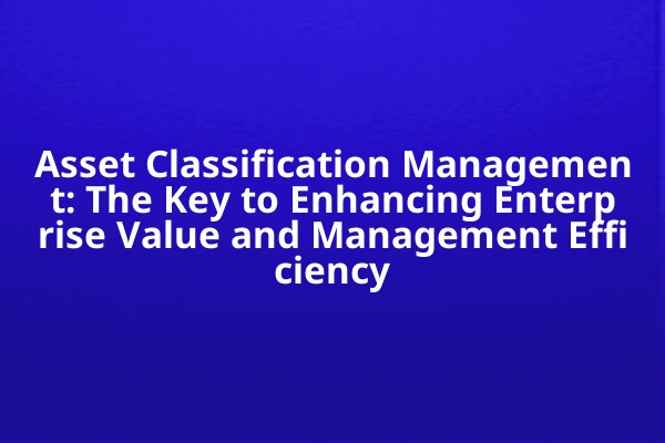 Asset Classification Management: The Key to Enhancing Enterprise Value and Management Efficiency