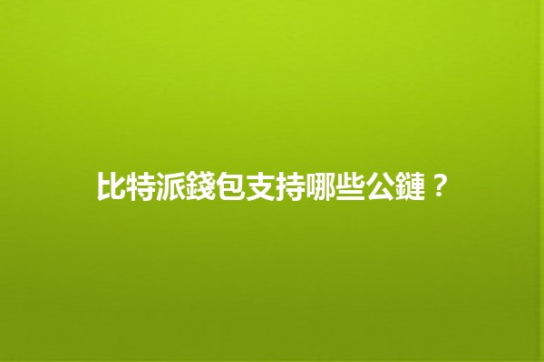 比特派錢包支持哪些公鏈？🌐🔐