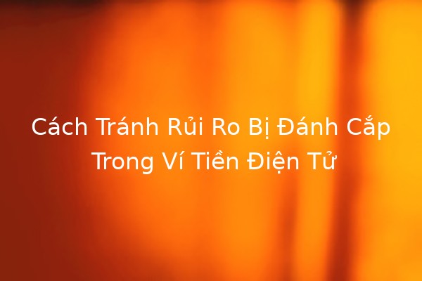 Cách Tránh Rủi Ro Bị Đánh Cắp Trong Ví Tiền Điện Tử 💰🔒