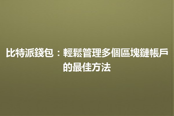 比特派錢包：輕鬆管理多個區塊鏈帳戶的最佳方法🪙✨