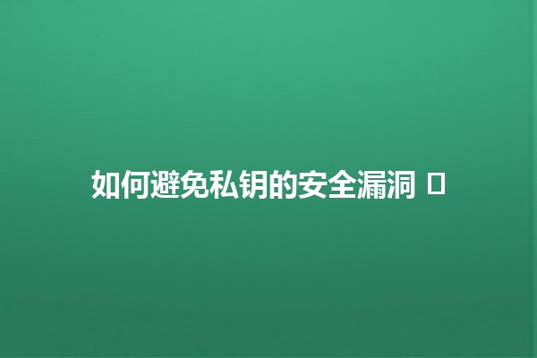如何避免私钥的安全漏洞 🔑🛡️ 如何避免私钥的安全漏洞 🔑🛡️
