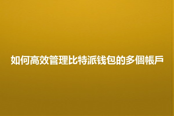 💼 如何高效管理比特派钱包的多個帳戶 💼 如何高效管理比特派钱包的多個帳戶