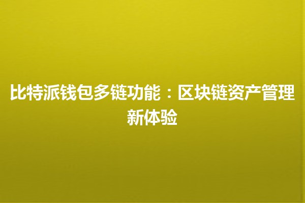 比特派钱包多链功能：区块链资产管理新体验🌐🔑