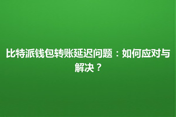 比特派钱包转账延迟问题：如何应对与解决？