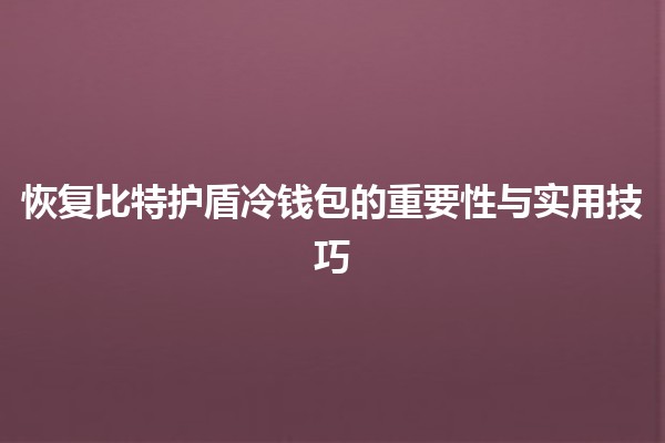 恢复比特护盾冷钱包的重要性与实用技巧💎💼