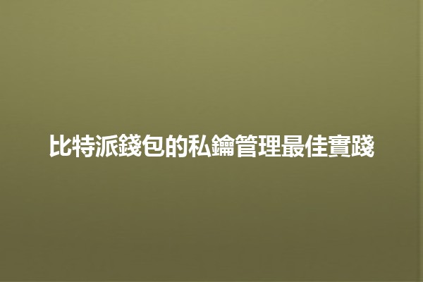 比特派錢包的私鑰管理最佳實踐🔑💼 比特派錢包的私鑰管理最佳實踐🔑💼